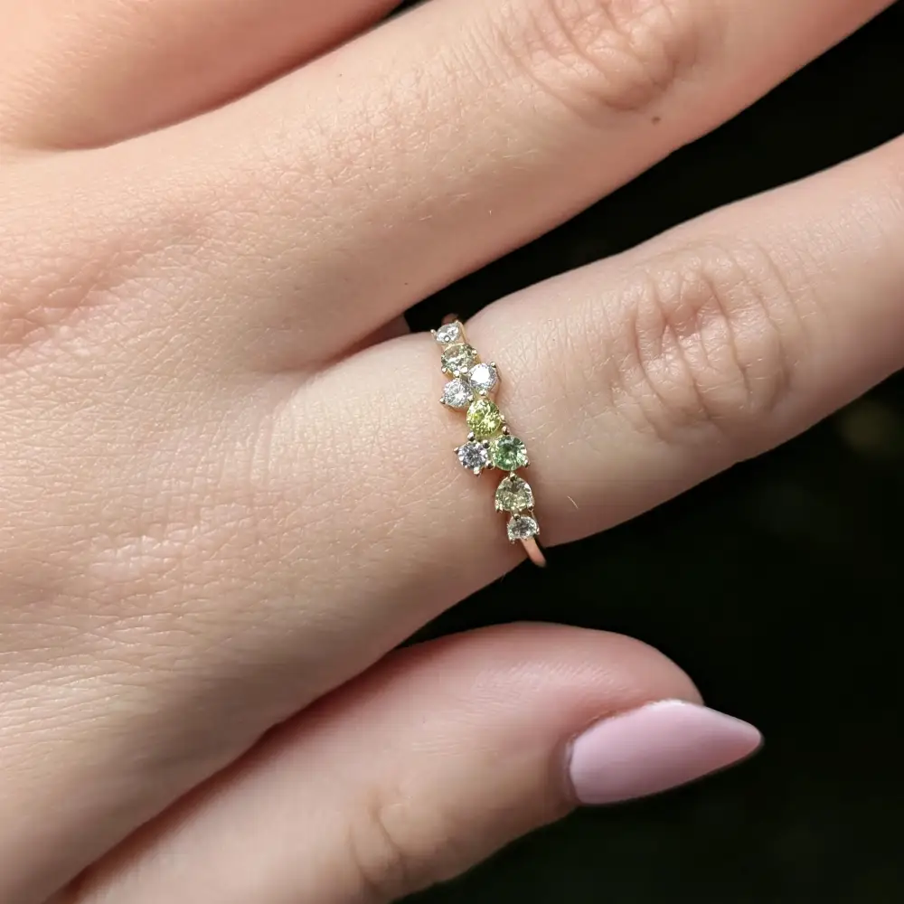 9 Stone Peridot Cluster Band - Image 8