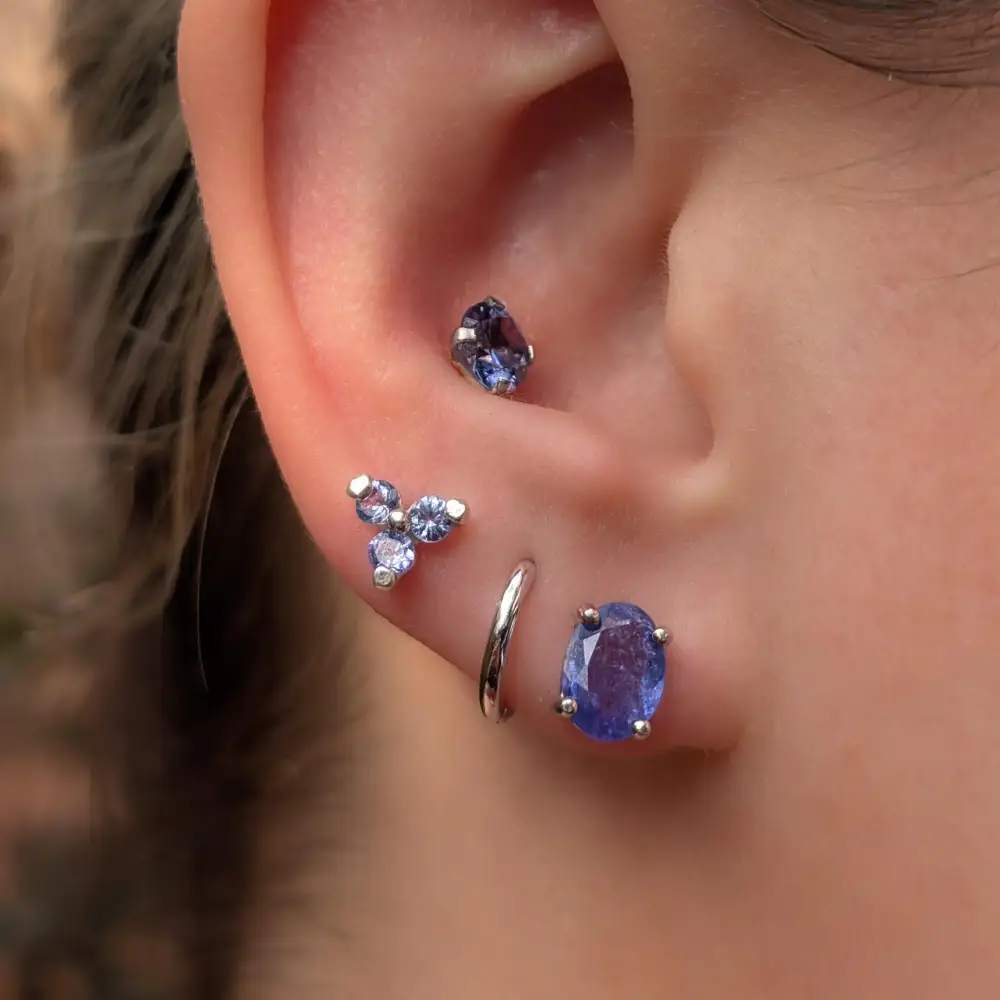 AAA Natural Tanzanite Oval Stud Earrings - Image 6