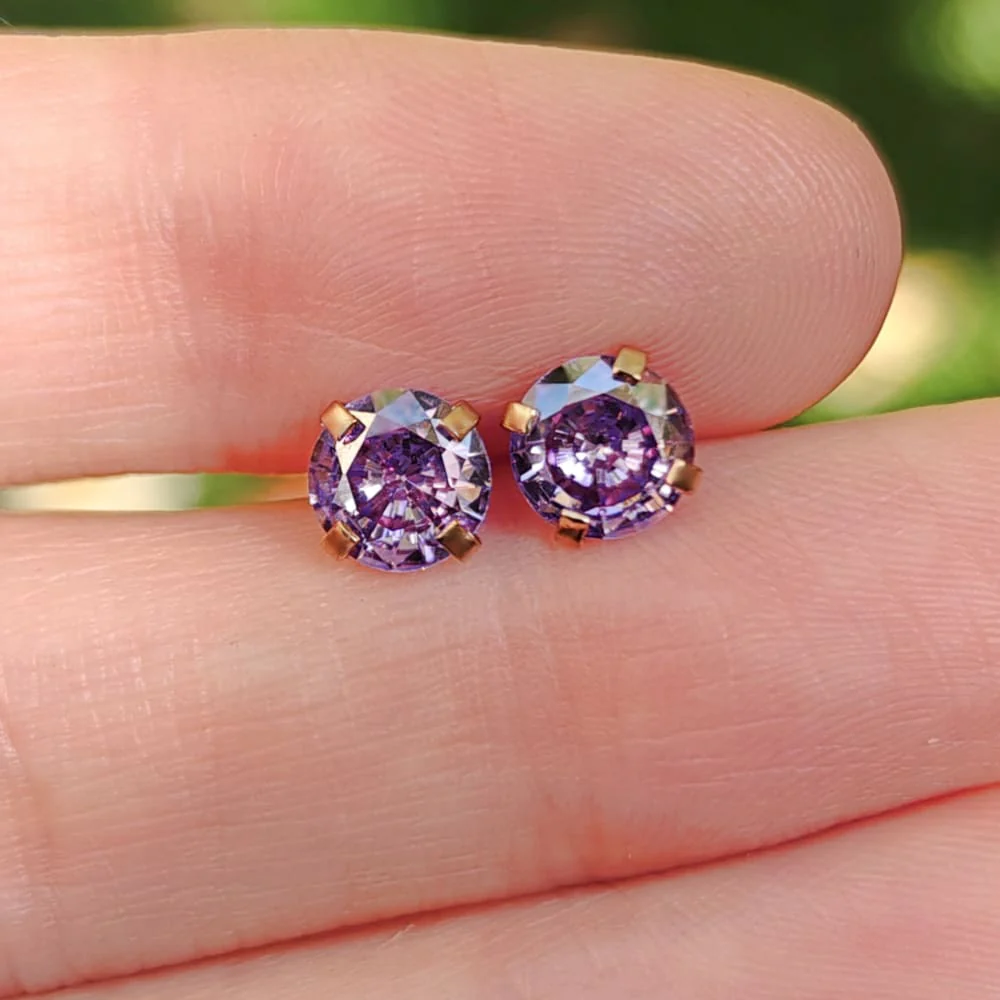 Amethyst Stud Earrings - Image 4