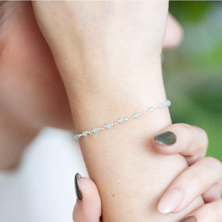 Aquamarine Beaded Bracelet - Image 4