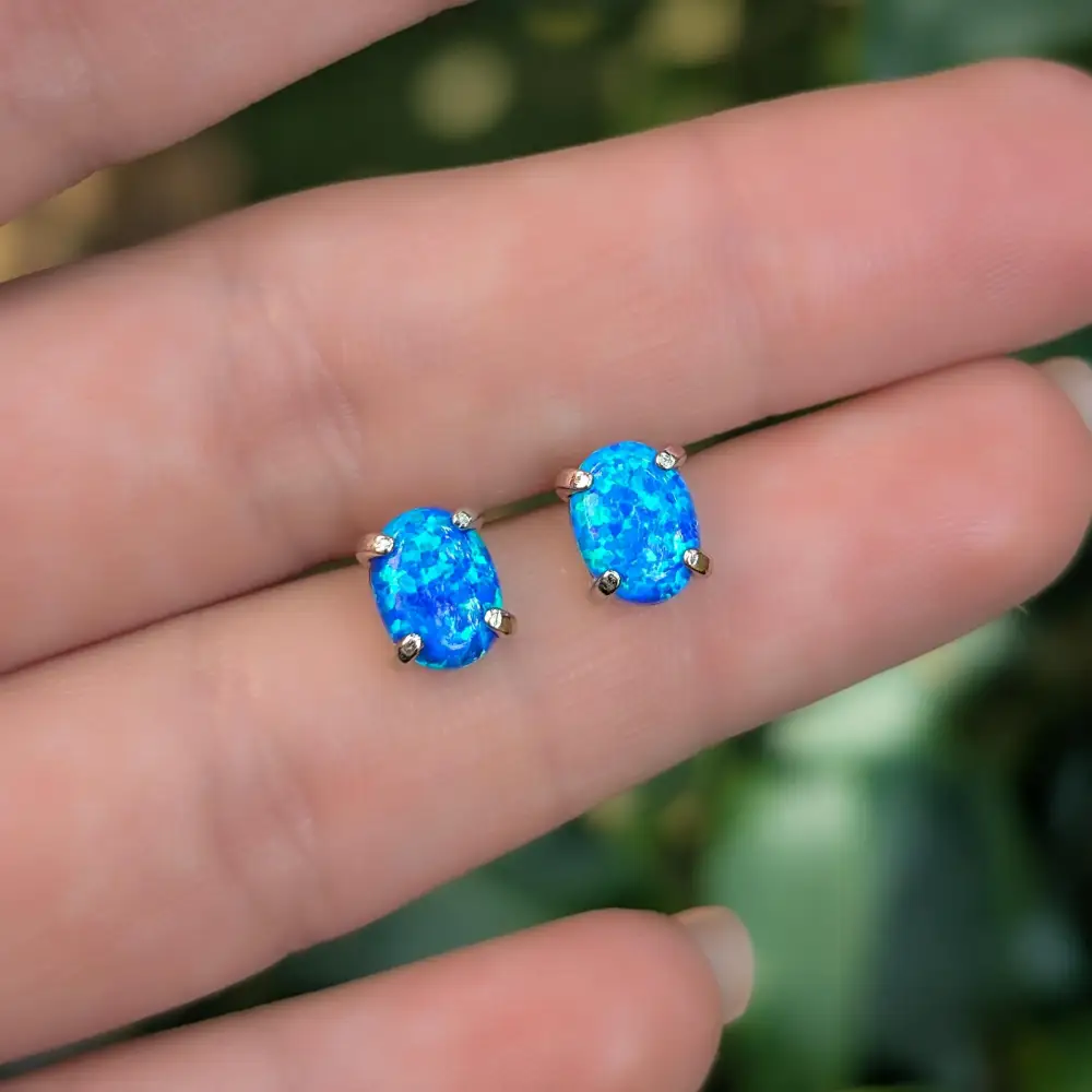 Australian Blue Opal Stud Earrings - Image 10