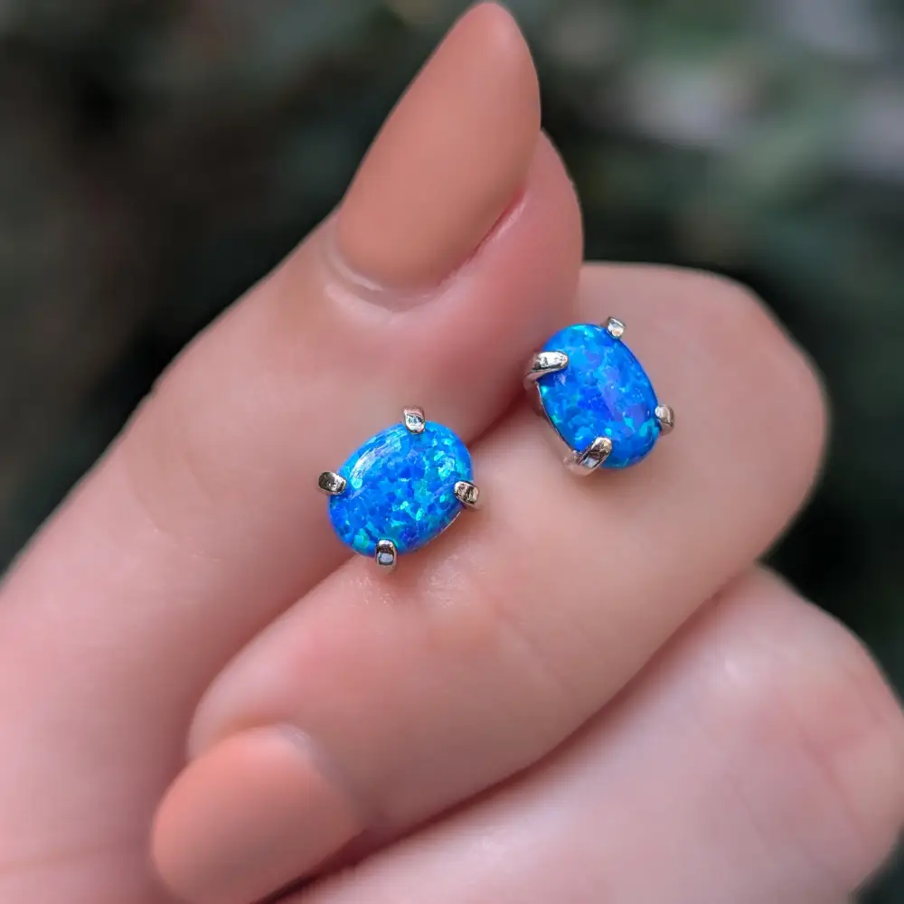 Australian Blue Opal Stud Earrings - Image 11