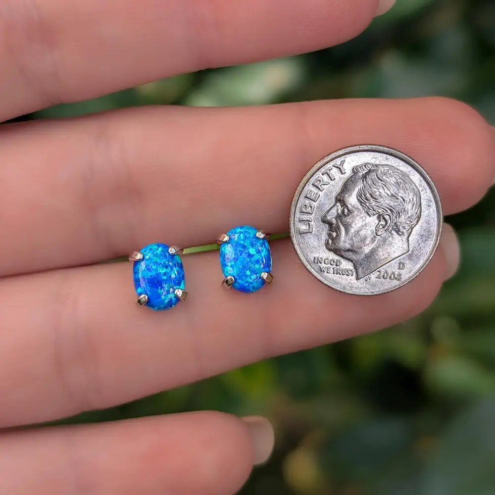 Australian Blue Opal Stud Earrings - Image 12