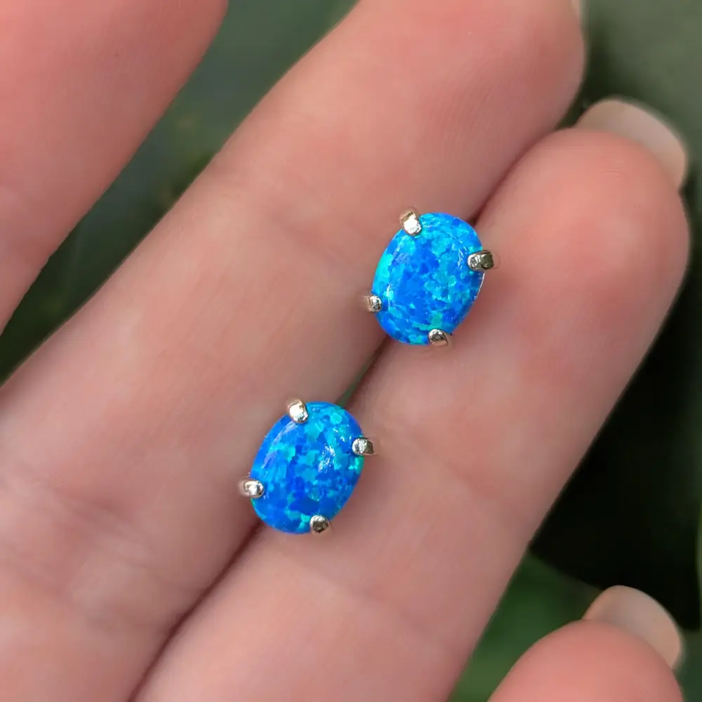 Australian Blue Opal Stud Earrings - Image 9