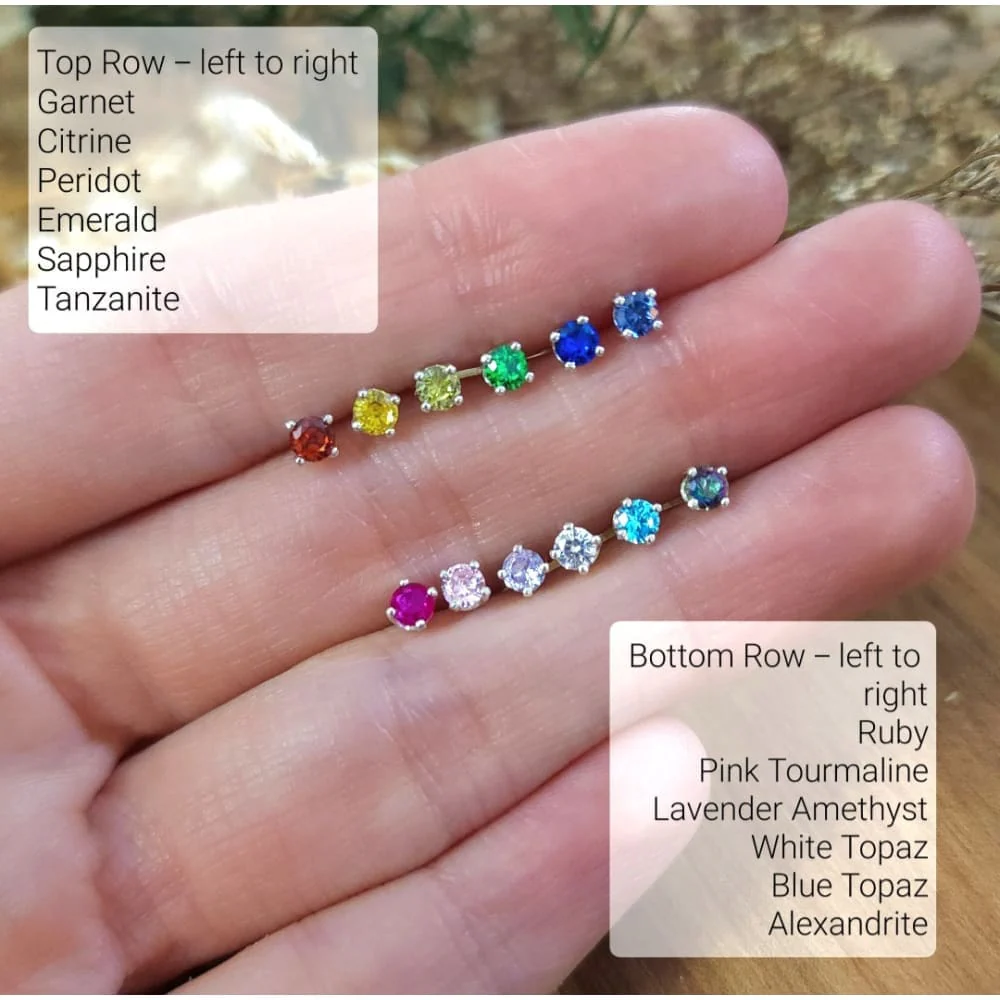 Birthstone Stud Earrings - Image 4