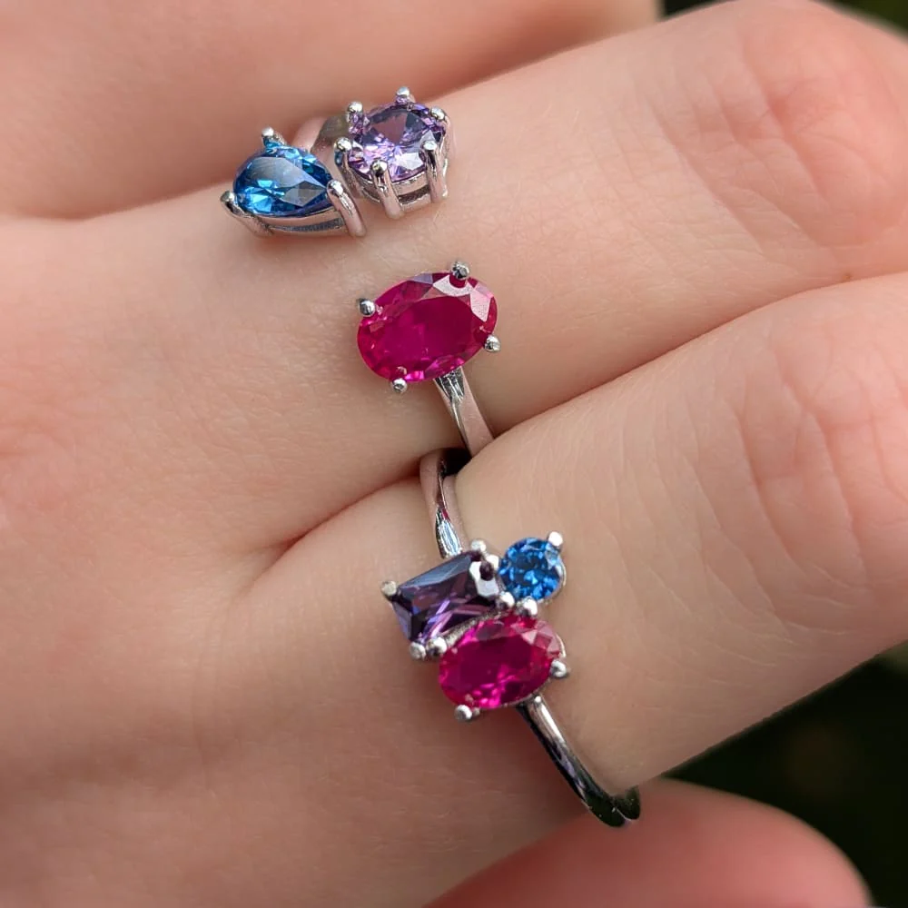 3 Stone Ring - Bisexual Flag - Image 11