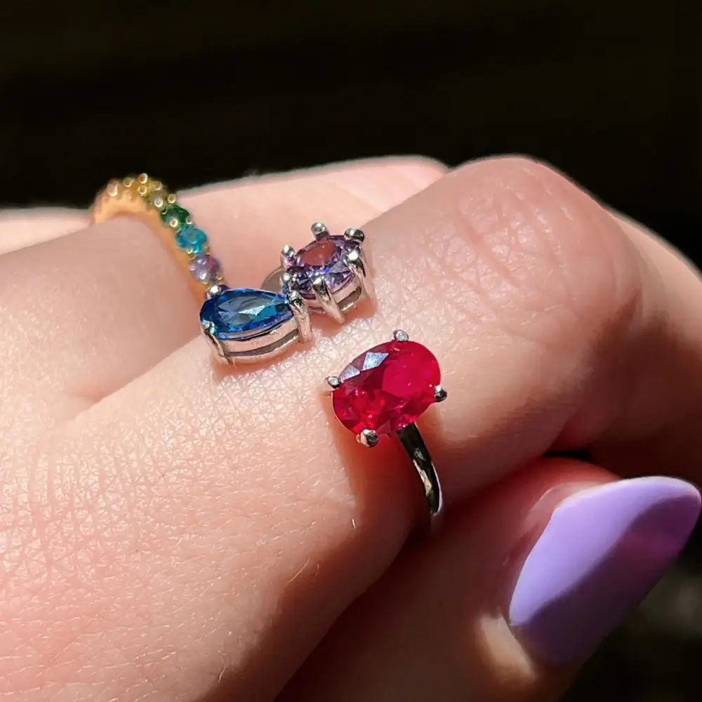 3 Stone Ring - Bisexual Flag - Image 5
