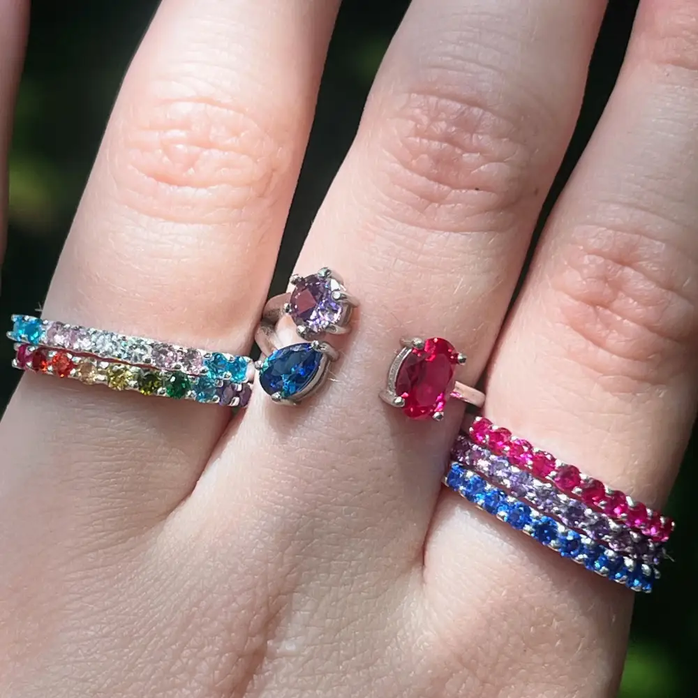 3 Stone Ring - Bisexual Flag - Image 7