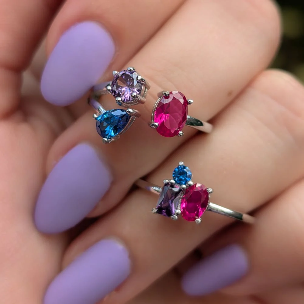 3 Stone Ring - Bisexual Flag - Image 8