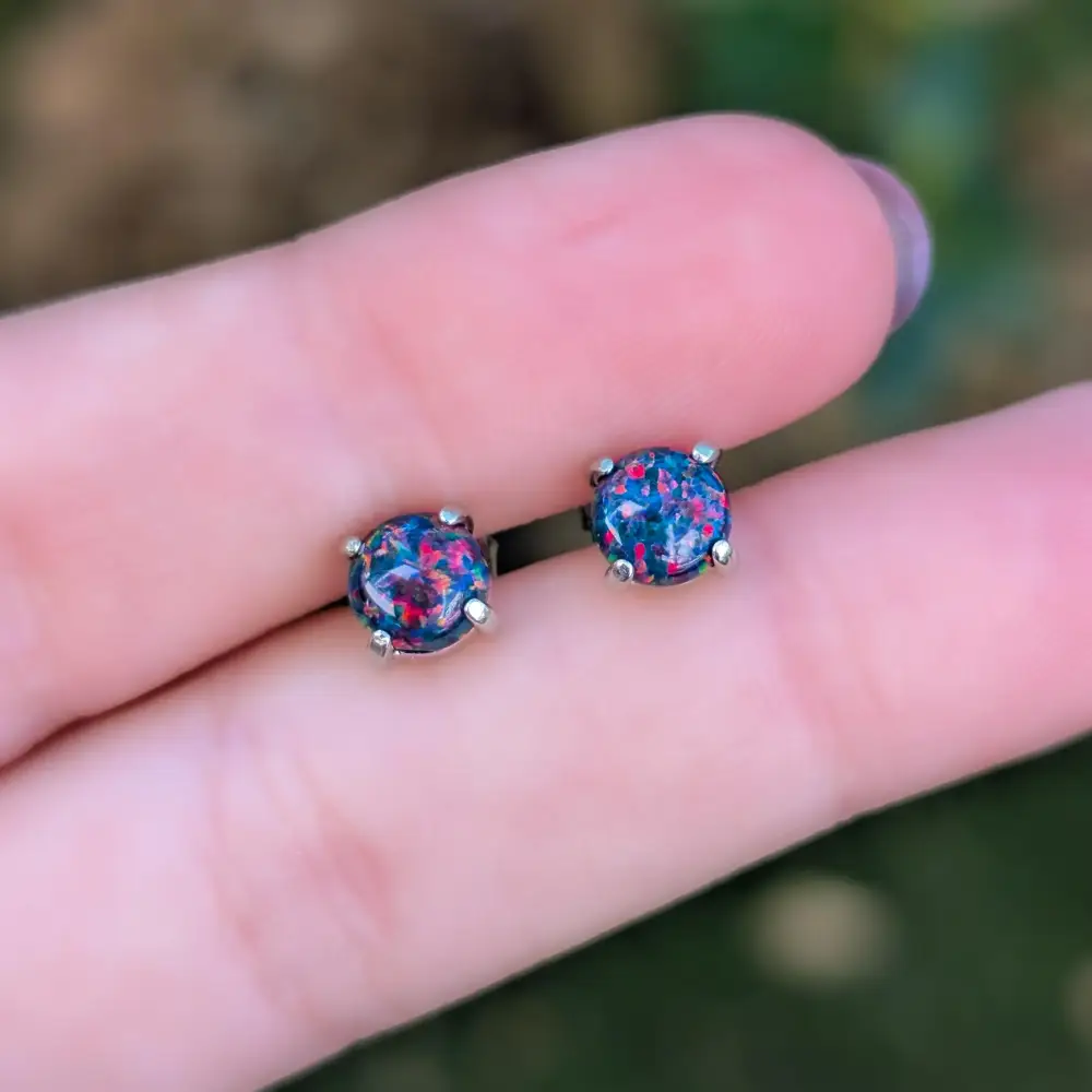 Black Opal Stud Earrings - Image 10