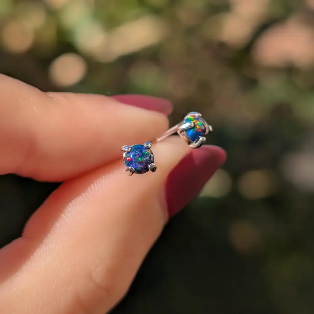Black Opal Stud Earrings - Image 11