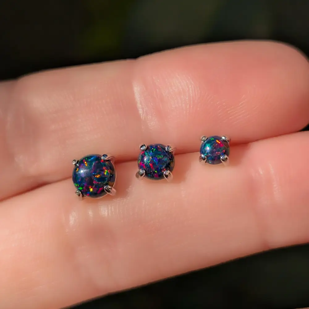 Black Opal Stud Earrings - Image 12