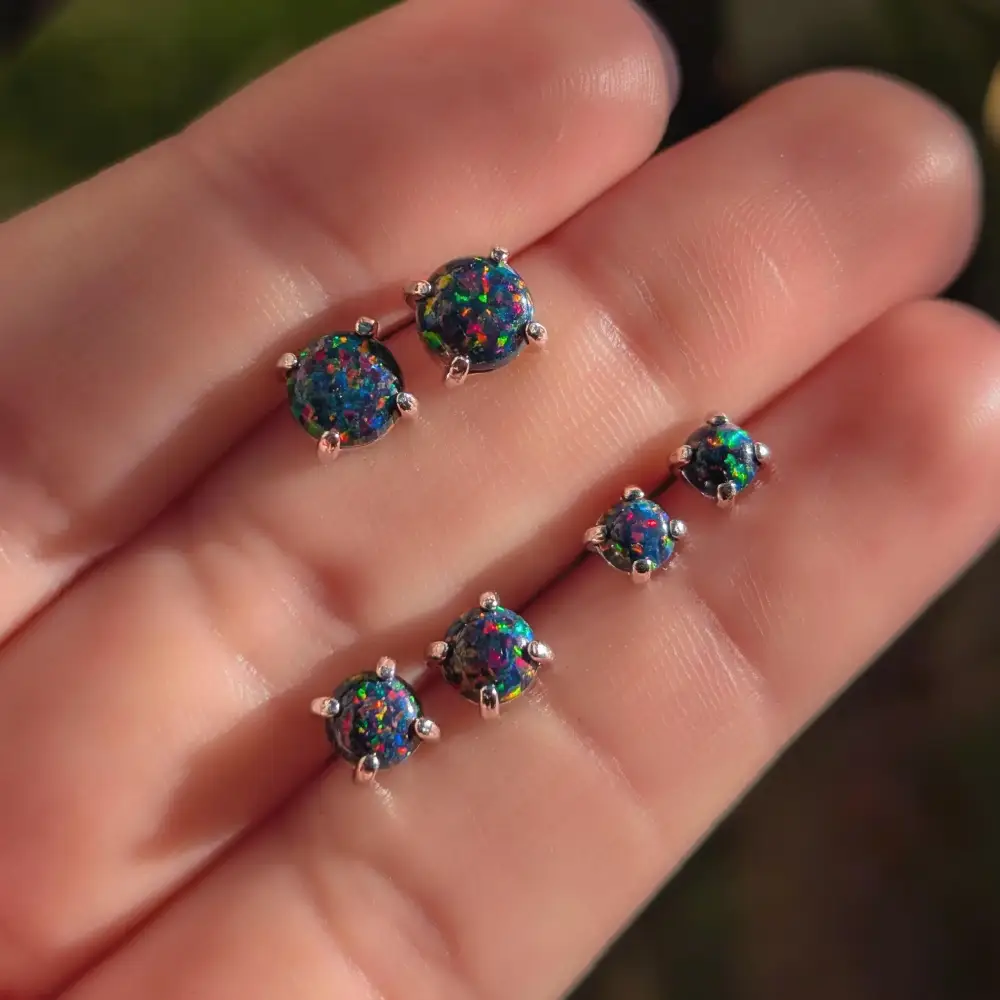 Black Opal Stud Earrings - Image 6