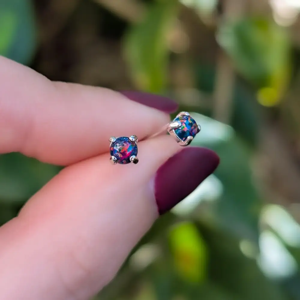 Black Opal Stud Earrings - Image 7