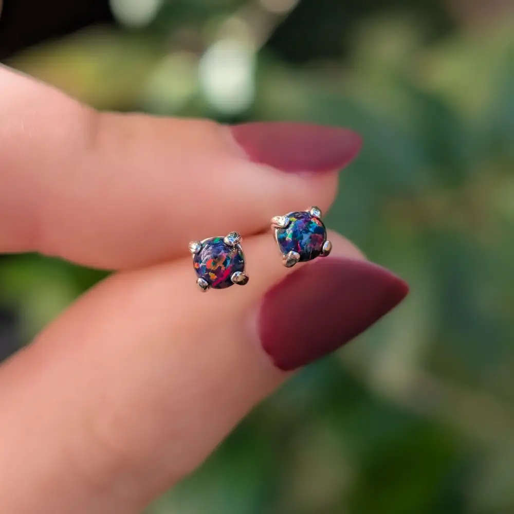 Black Opal Stud Earrings - Image 8