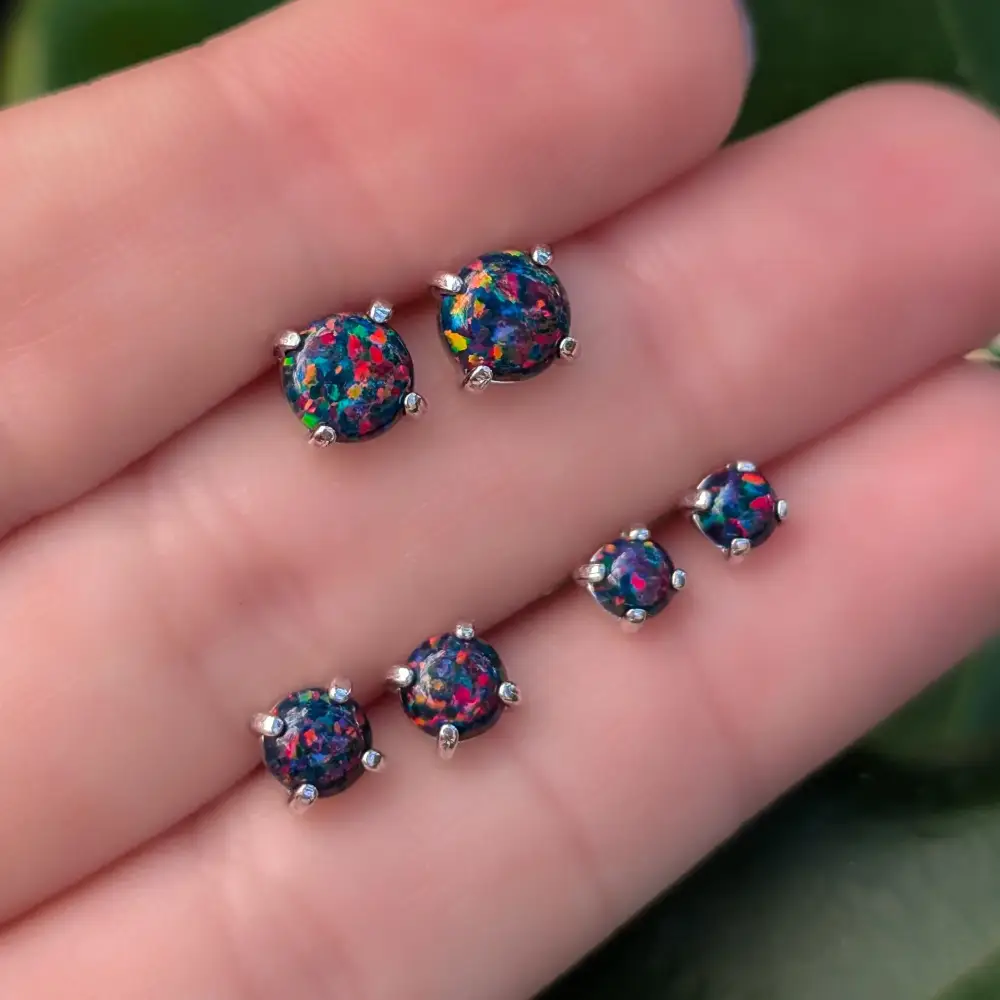 Black Opal Stud Earrings - Image 9