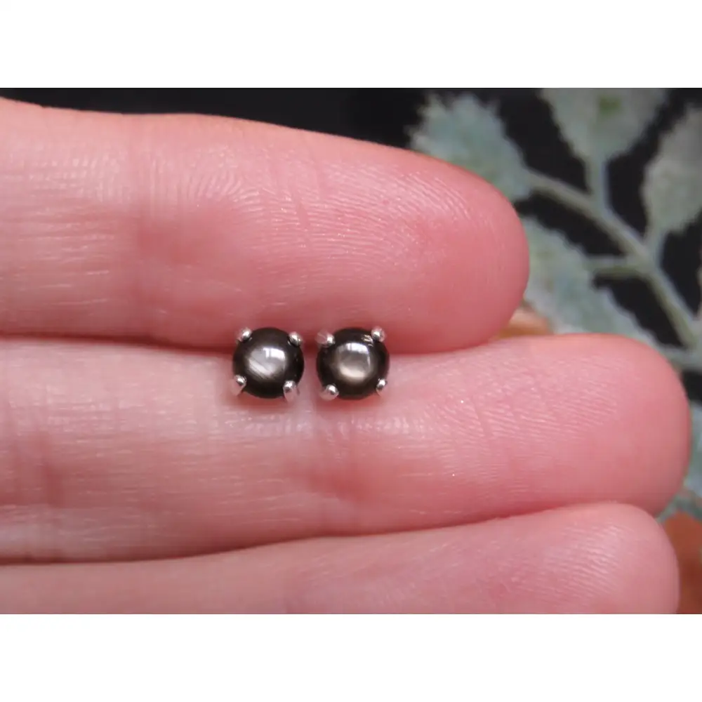 Black Star Sapphire Stud Earrings - Image 5