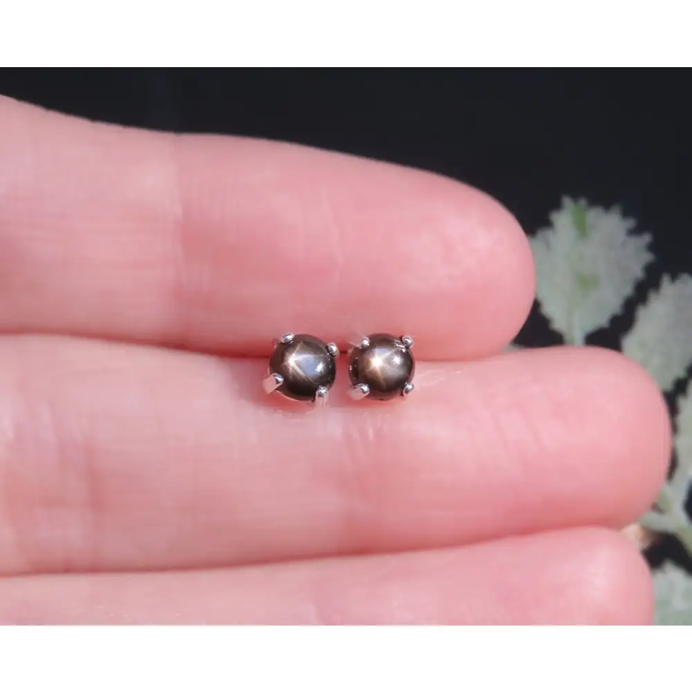 Black Star Sapphire Stud Earrings - Image 7