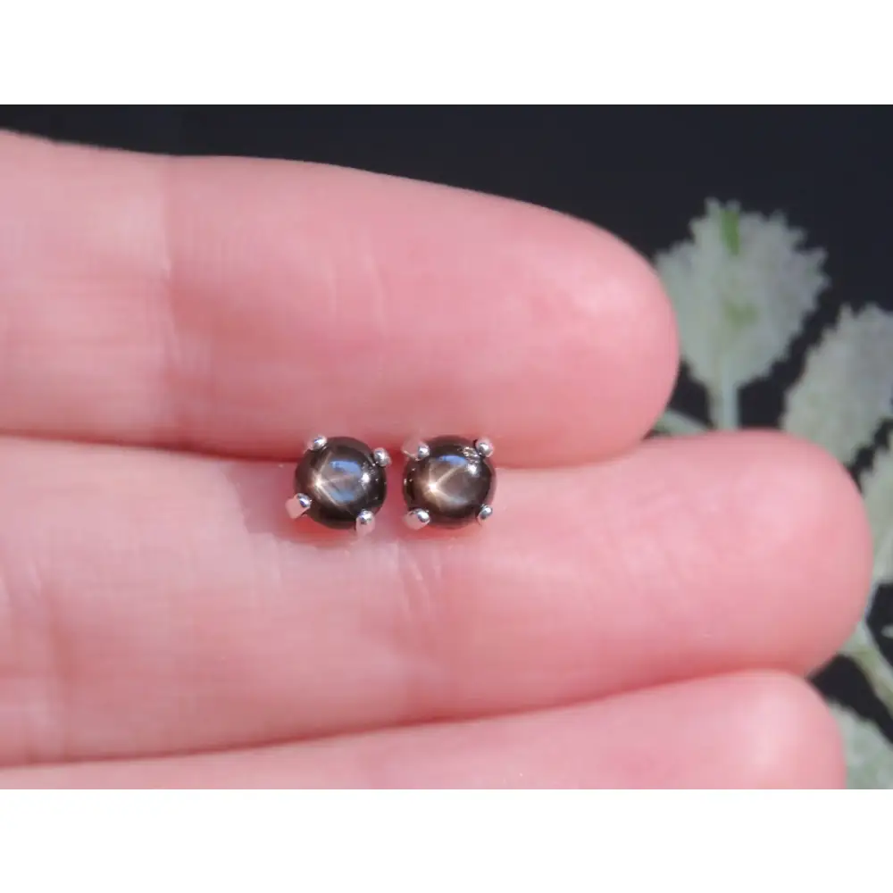 Black Star Sapphire Stud Earrings - Image 8