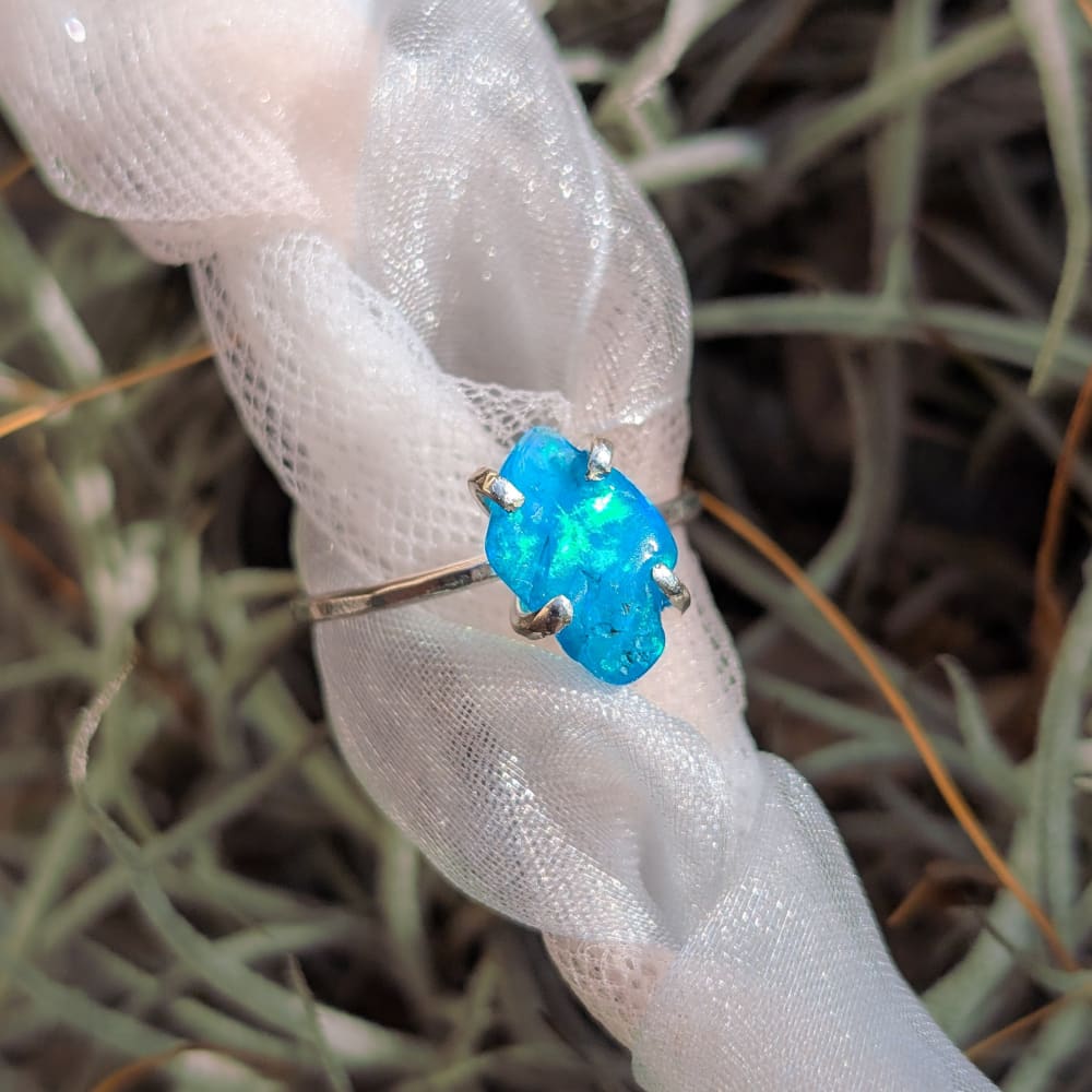 Blue Raw Australian Opal Ring - Image 11
