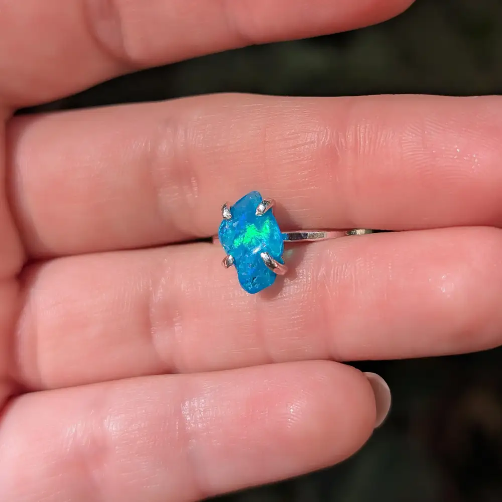Blue Raw Australian Opal Ring - Image 7