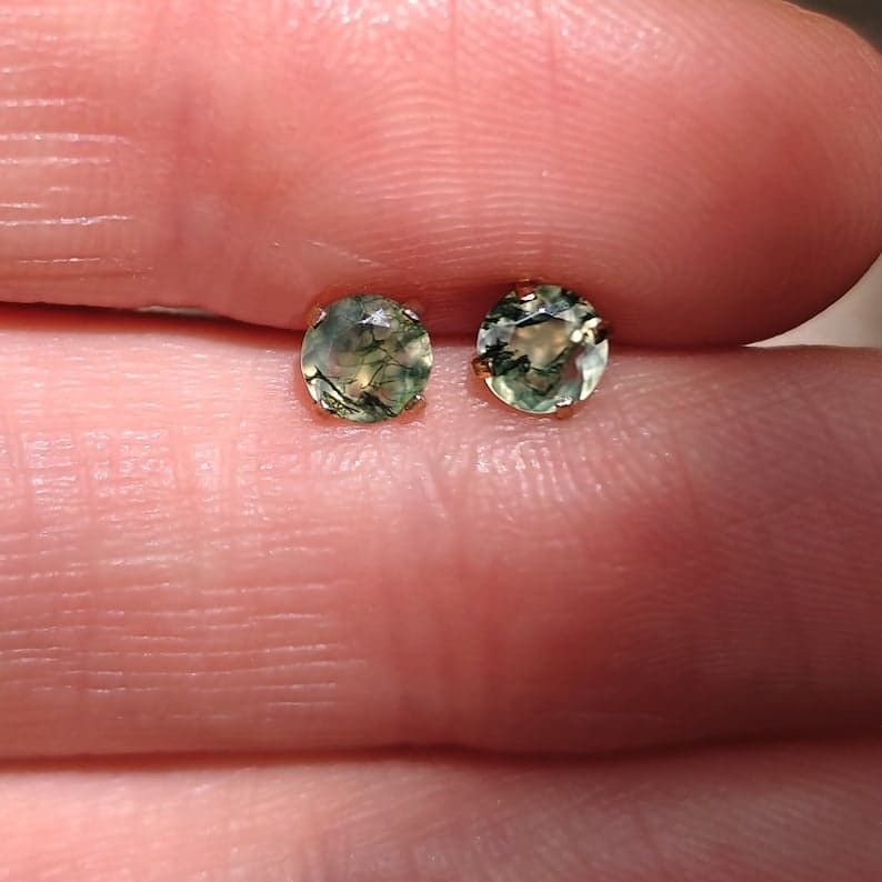 Moss Agate Stud Earrings