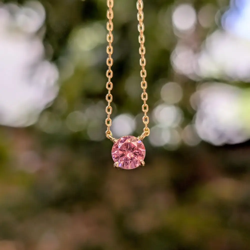 Round Brilliant Pink Tourmaline Necklace - Image 6