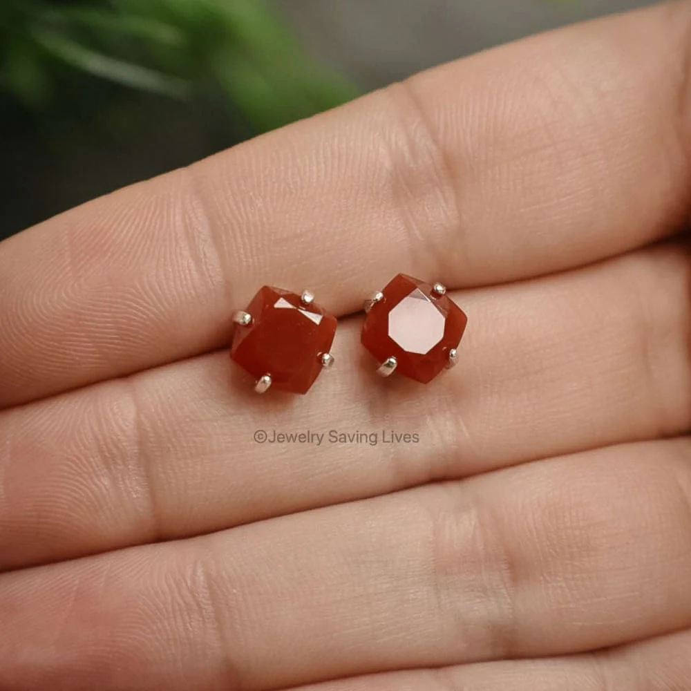 Carnelian Stud Earrings - Image 4
