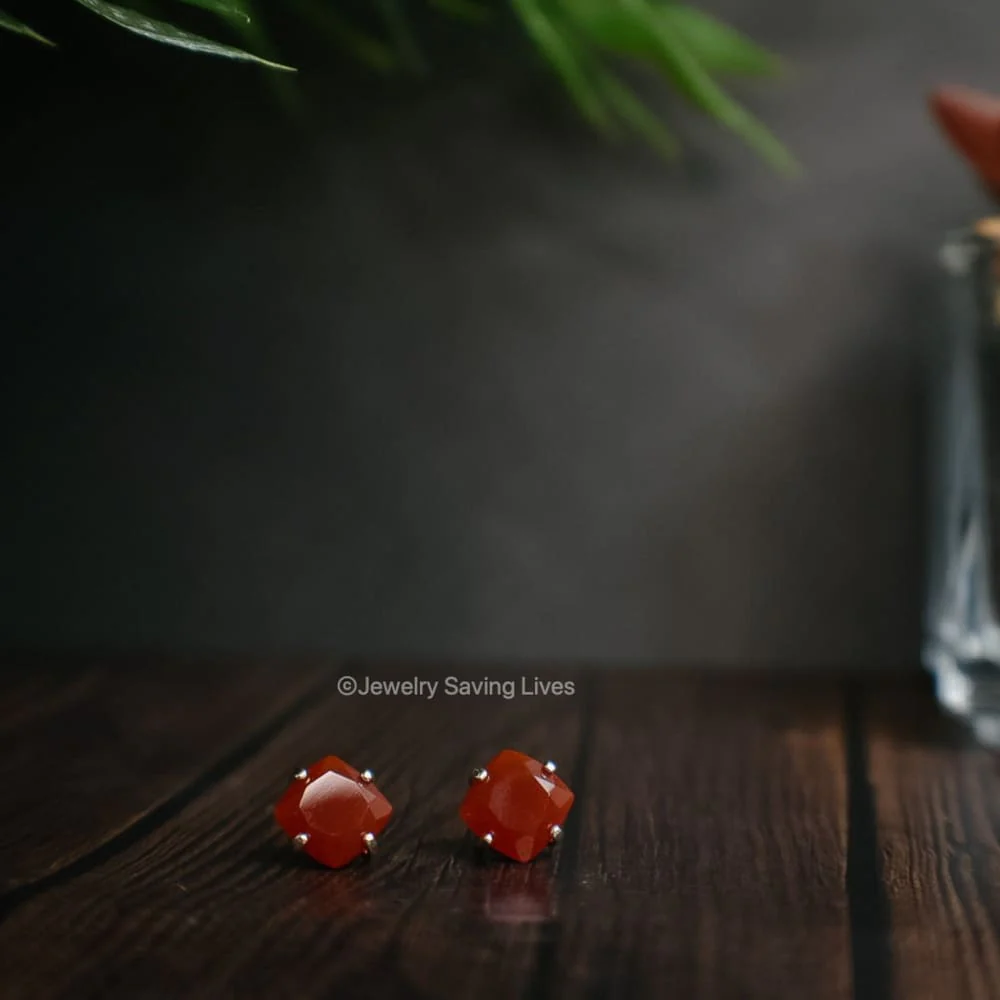 Carnelian Stud Earrings - Image 5