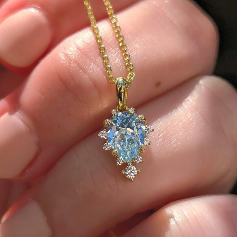 Celestial Drop - Aquamarine Upside-Down Teardrop Necklace - Image 11