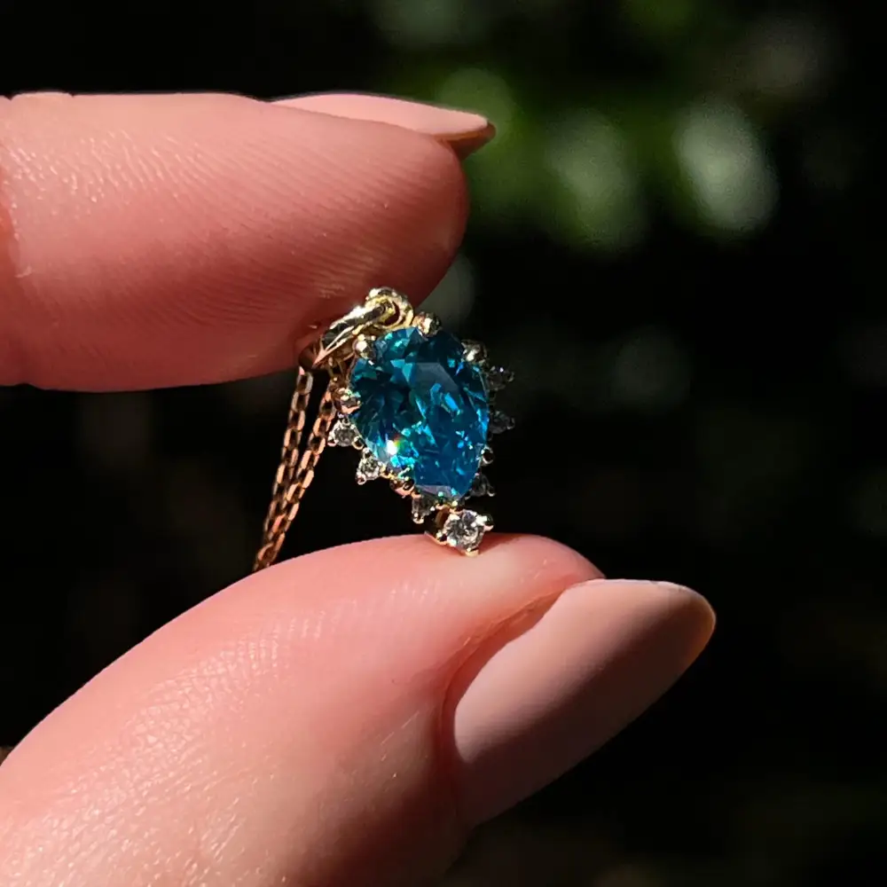Celestial Drop - Blue Topaz Upside-Down Teardrop Necklace - Image 8