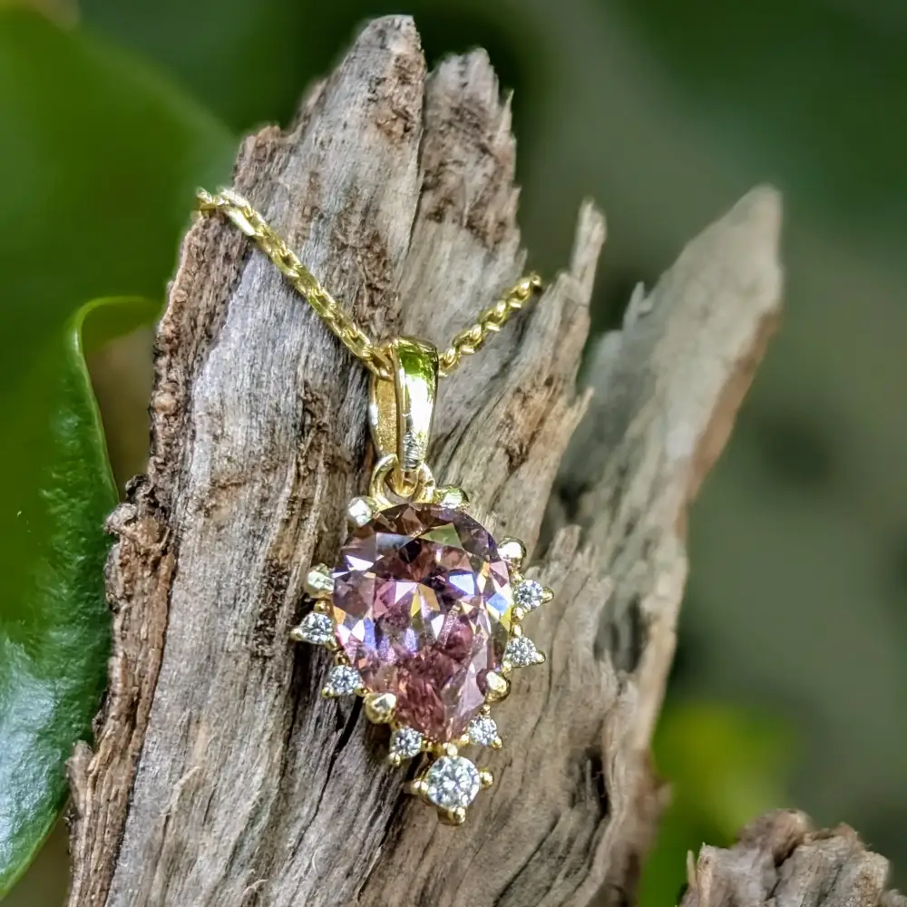 Celestial Drop - Custom Gemstone Upside-Down Teardrop Necklace - Image 4