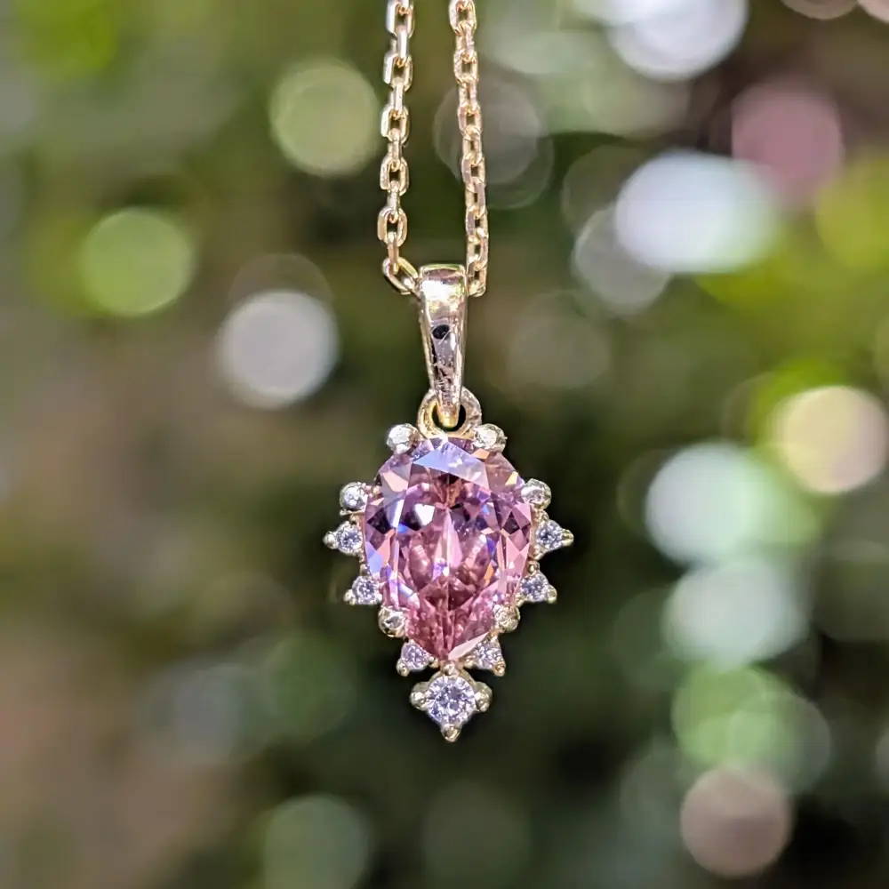 Celestial Drop - Pink Tourmaline Upside-Down Teardrop Necklace - Image 6