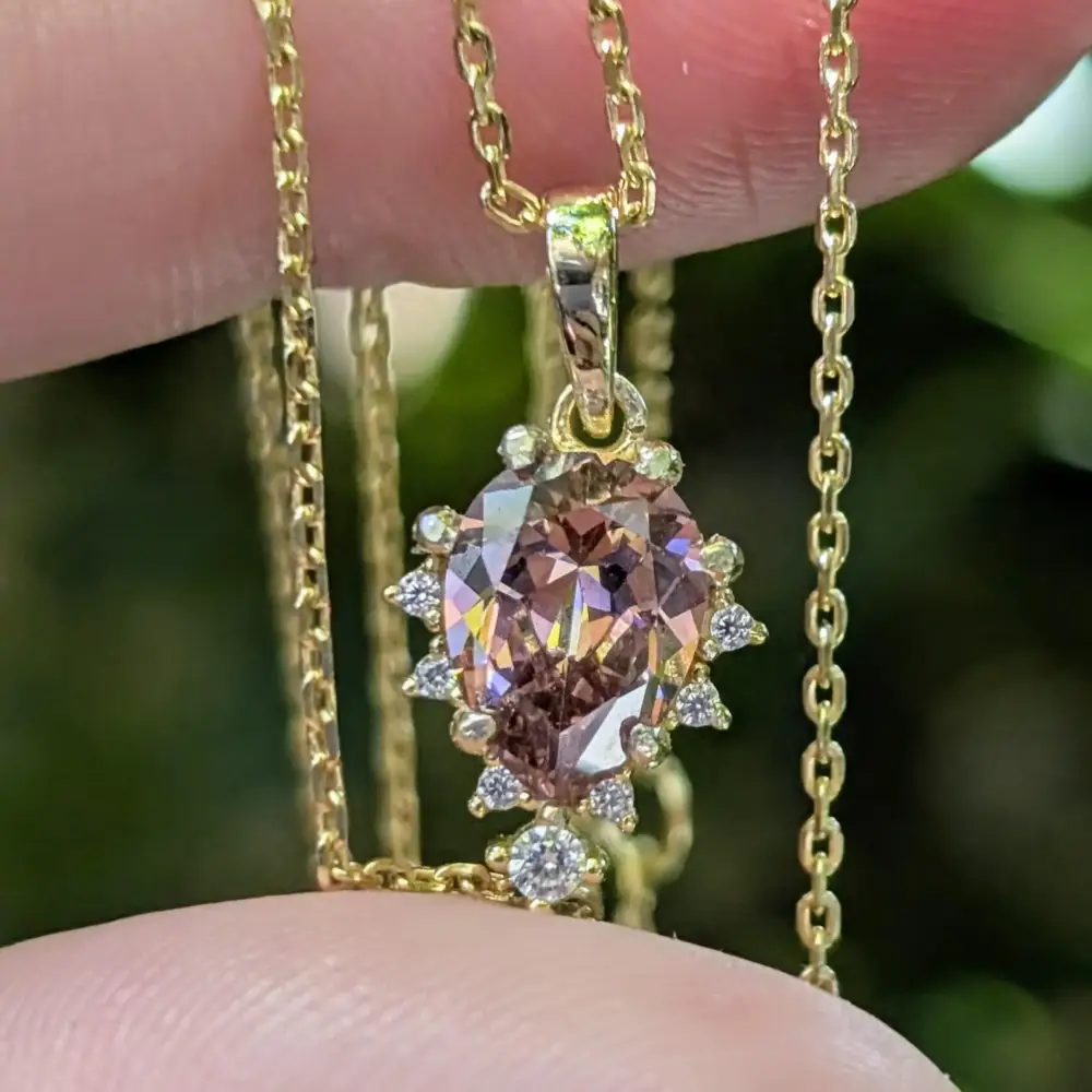 Celestial Drop - Pink Tourmaline Upside-Down Teardrop Necklace - Image 8