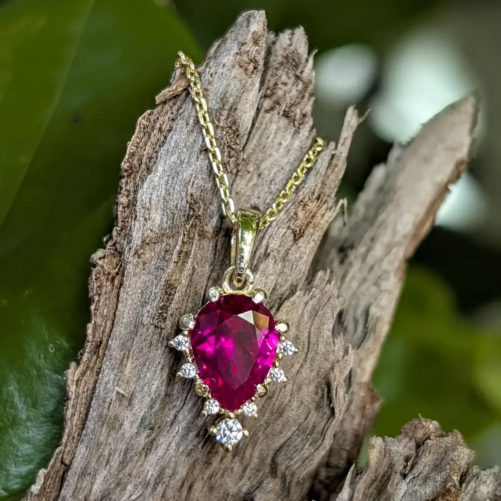 Celestial Drop - Ruby Upside-Down Teardrop Necklace - Image 4