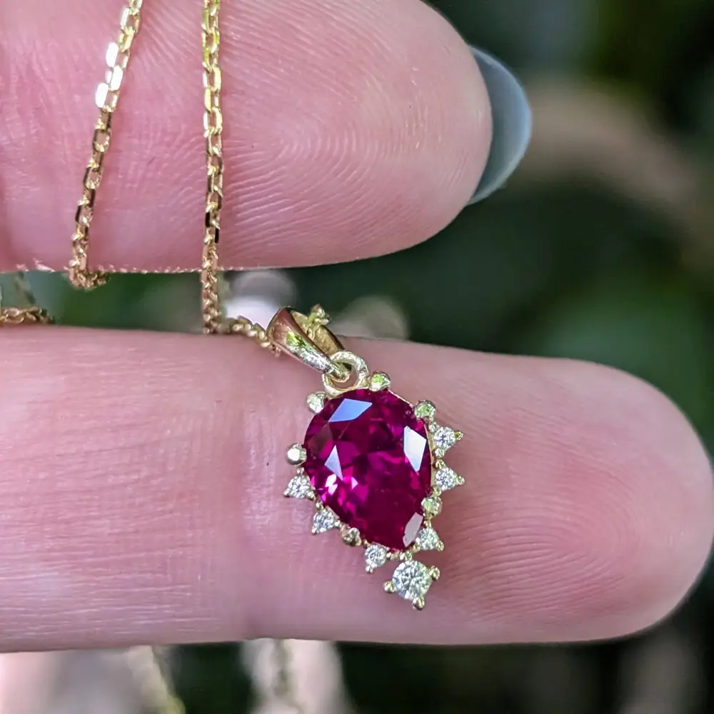 Celestial Drop - Ruby Upside-Down Teardrop Necklace - Image 6