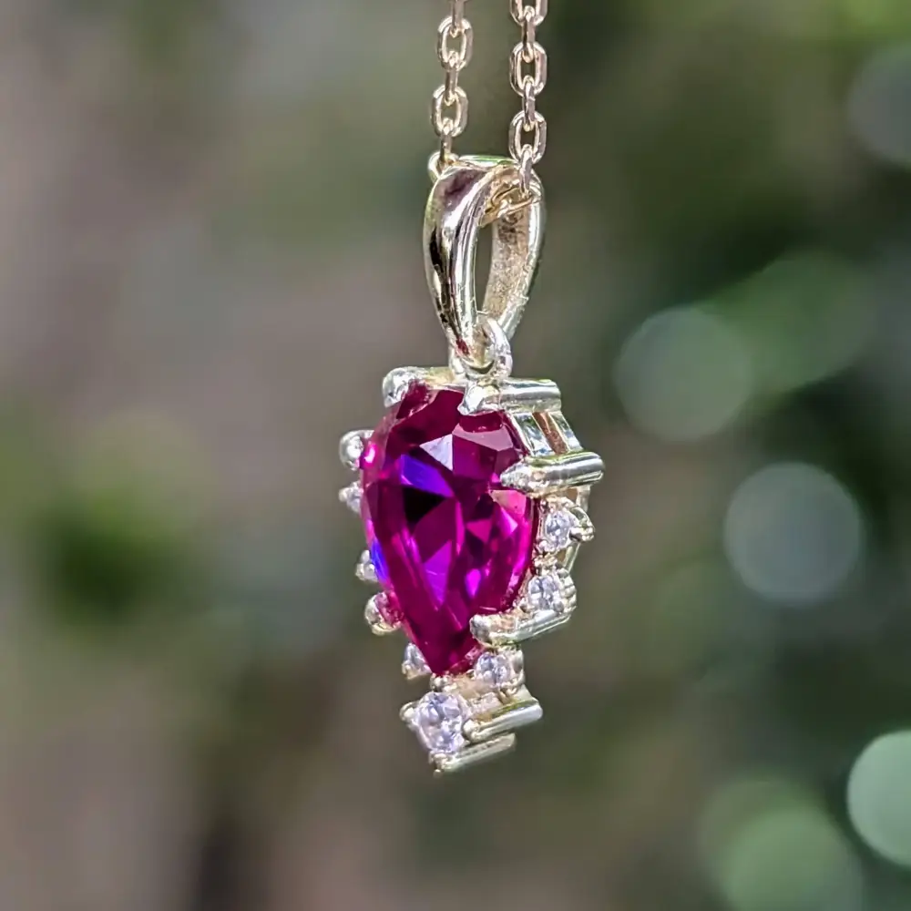 Celestial Drop - Ruby Upside-Down Teardrop Necklace - Image 7