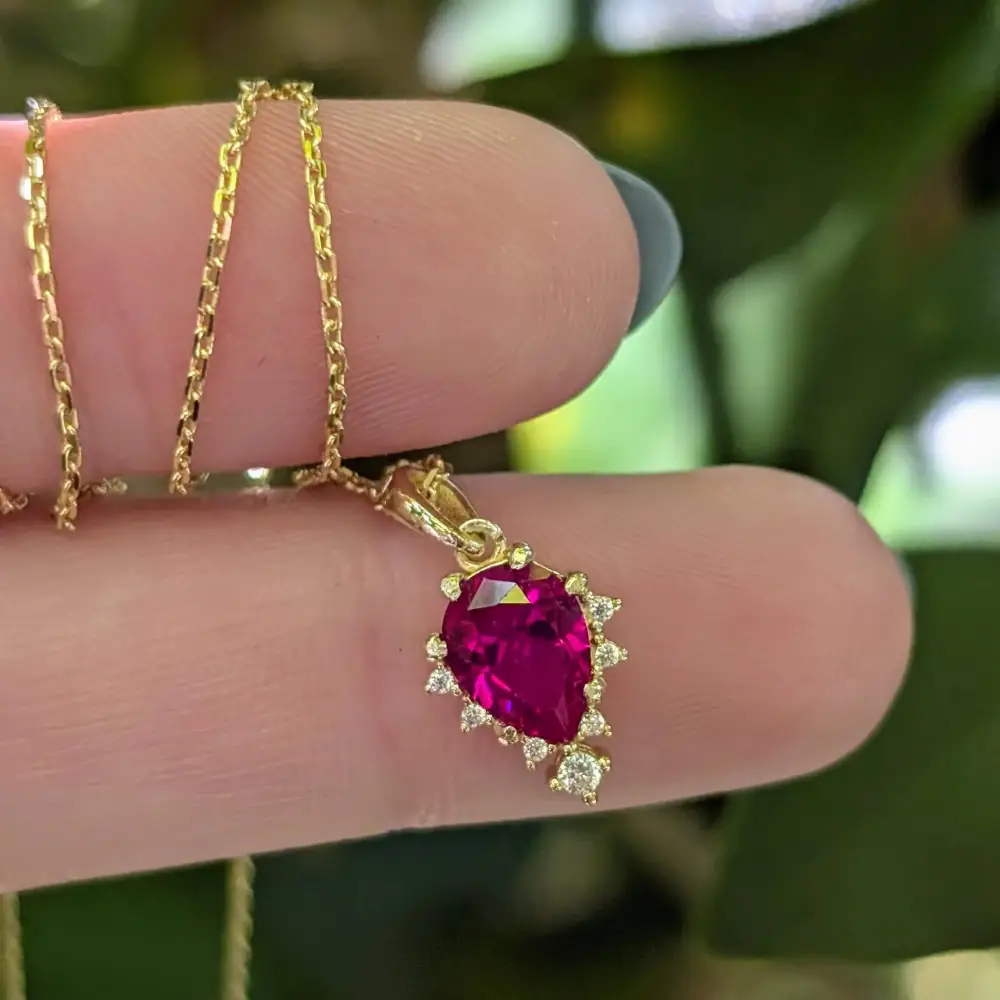 Celestial Drop - Ruby Upside-Down Teardrop Necklace - Image 8