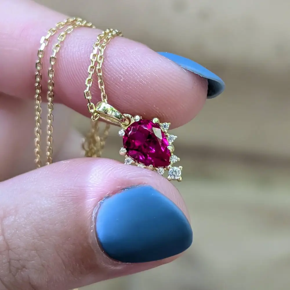 Celestial Drop - Ruby Upside-Down Teardrop Necklace - Image 9