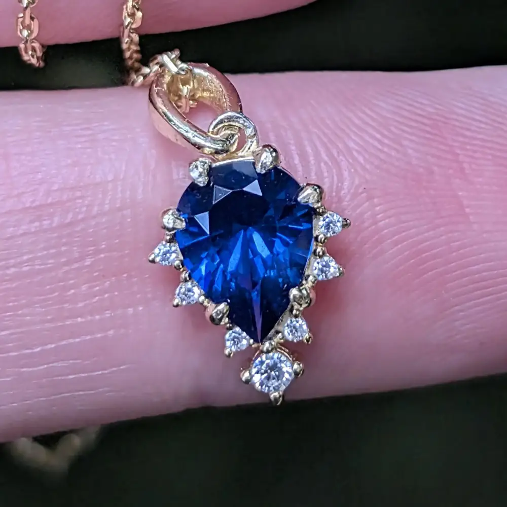 Celestial Drop - Sapphire Upside-Down Teardrop Necklace - Image 6