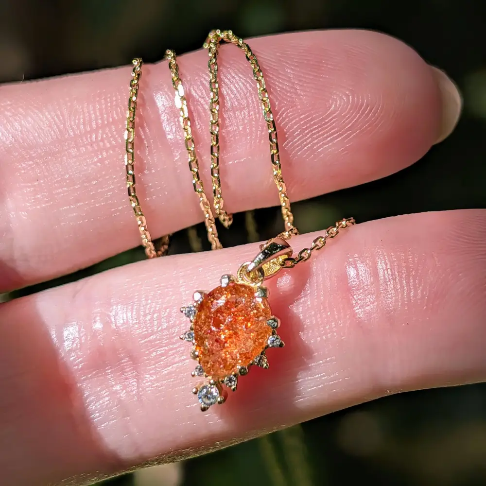 Celestial Drop - Sunstone Upside-Down Teardrop Necklace - Image 2
