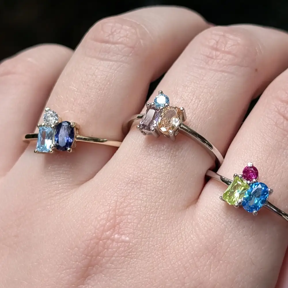 Custom 3 Stone Cluster Ring - Image 6