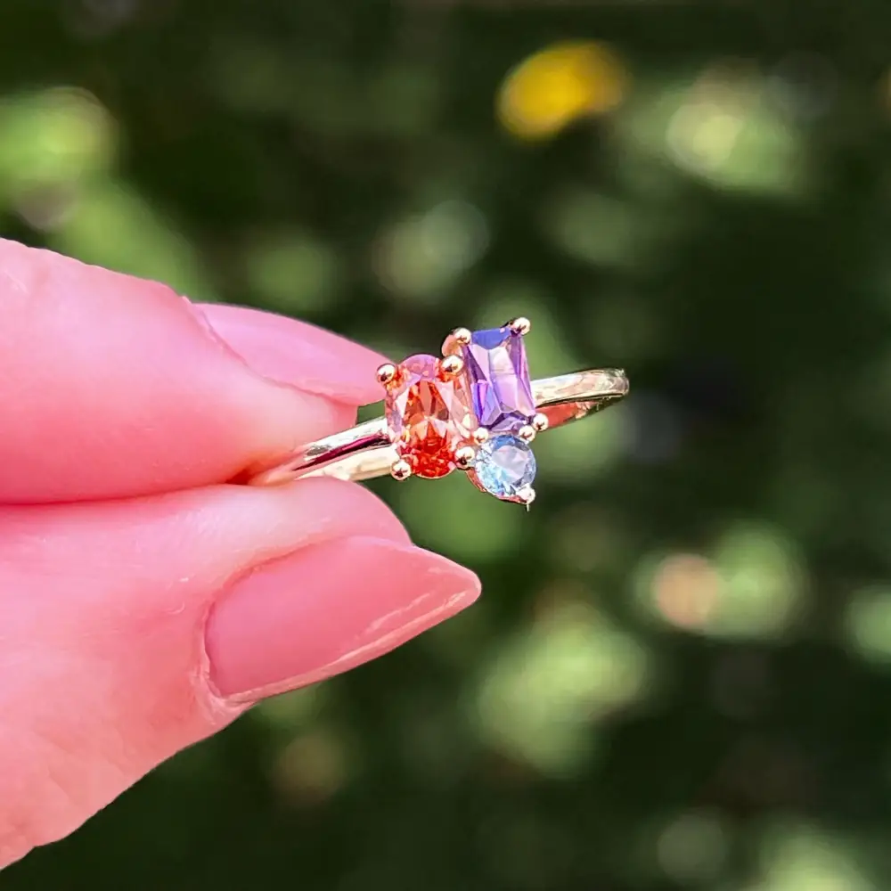 Custom 3 Stone Cluster Ring - Image 8