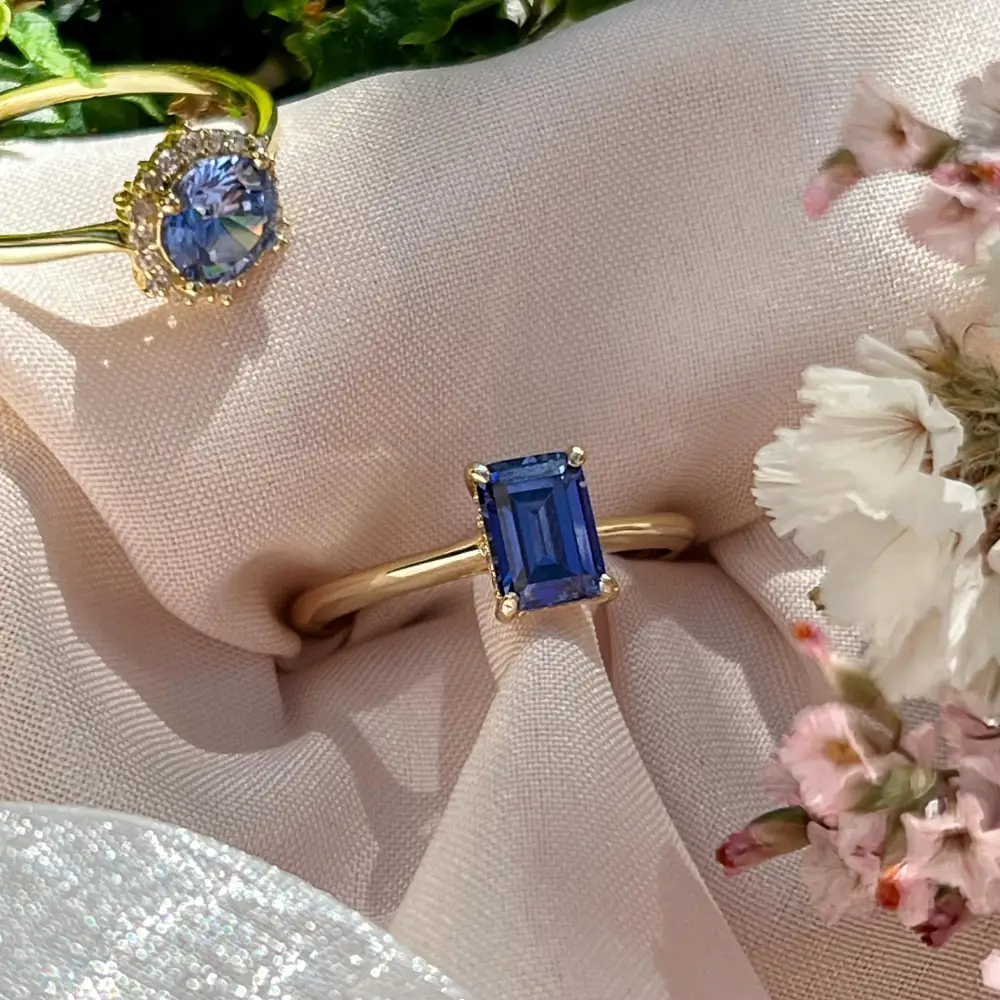 Custom Gemstone Hidden Halo Ring - Image 8