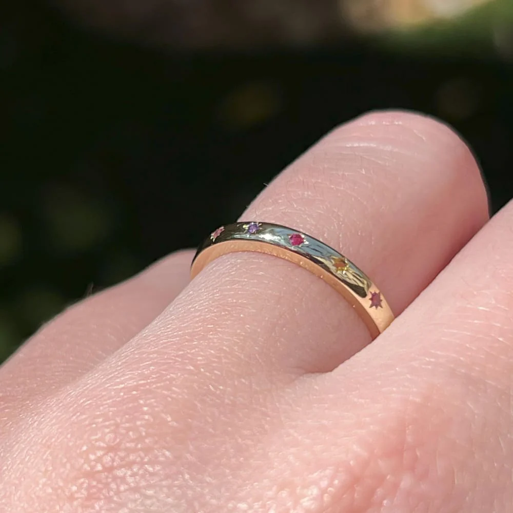 Custom 14K Star Half Eternity Band - Image 4