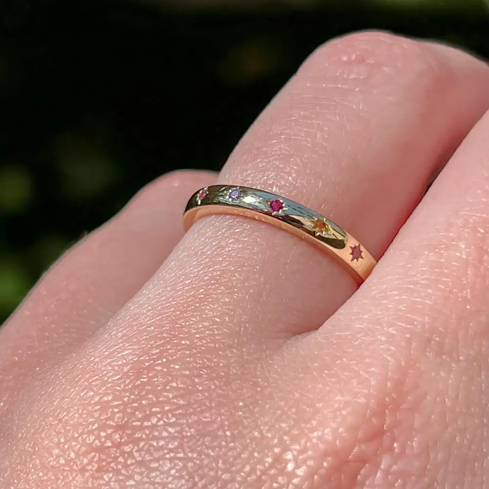 Custom 14K Star Half Eternity Band - Image 7