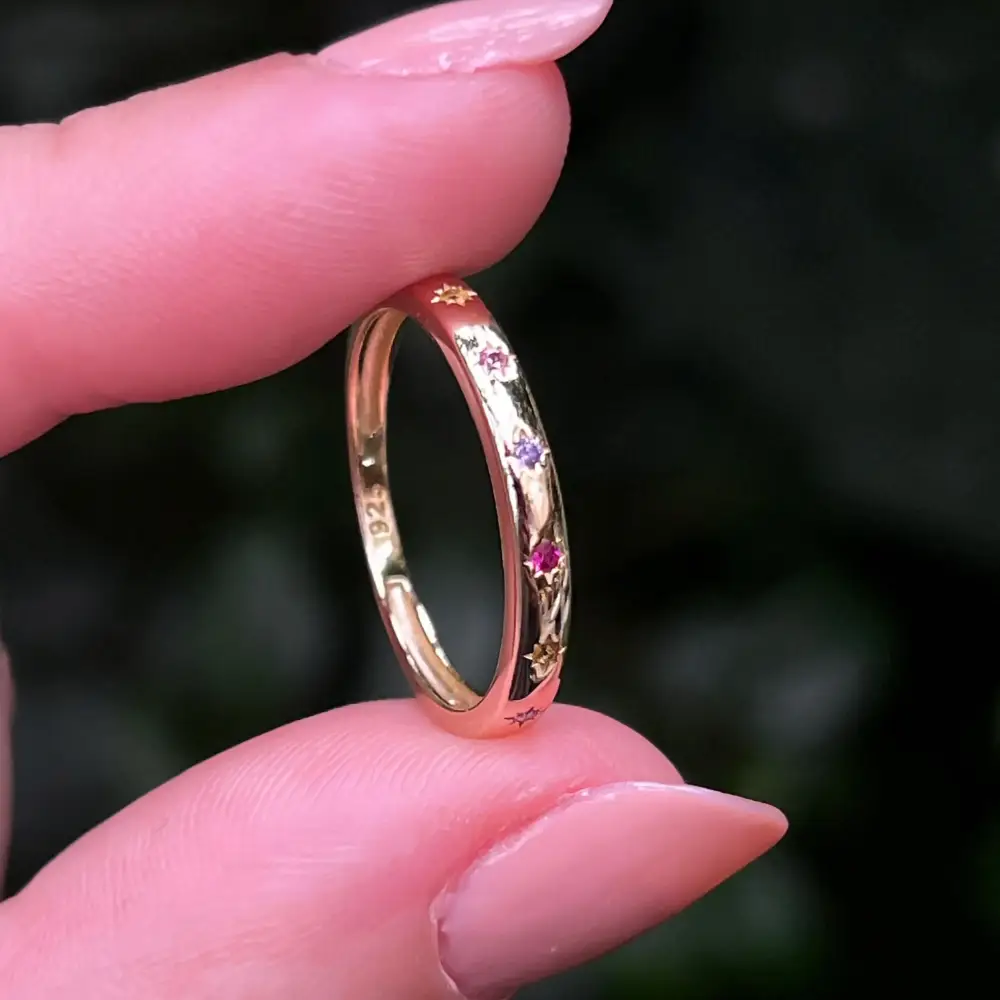 Custom 14K Star Half Eternity Band - Image 8