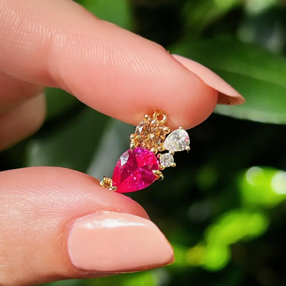 Custom Teardrop Cluster Necklace - Image 2