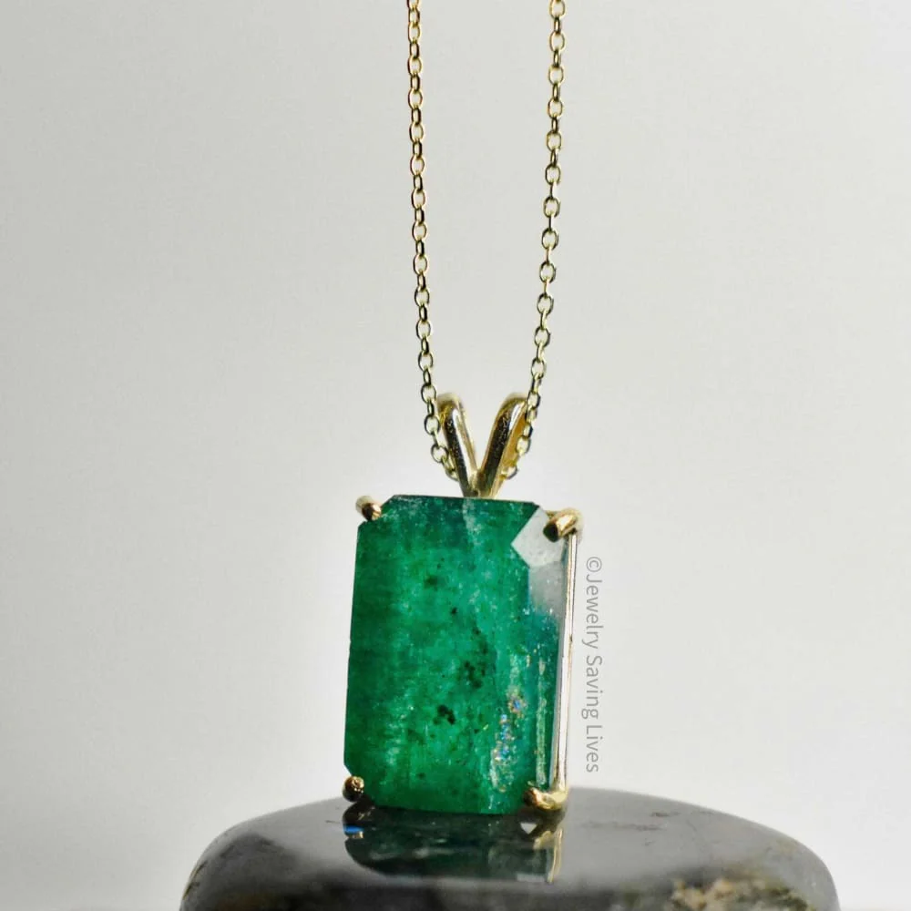 Emerald Cut Emerald Necklace - Image 6