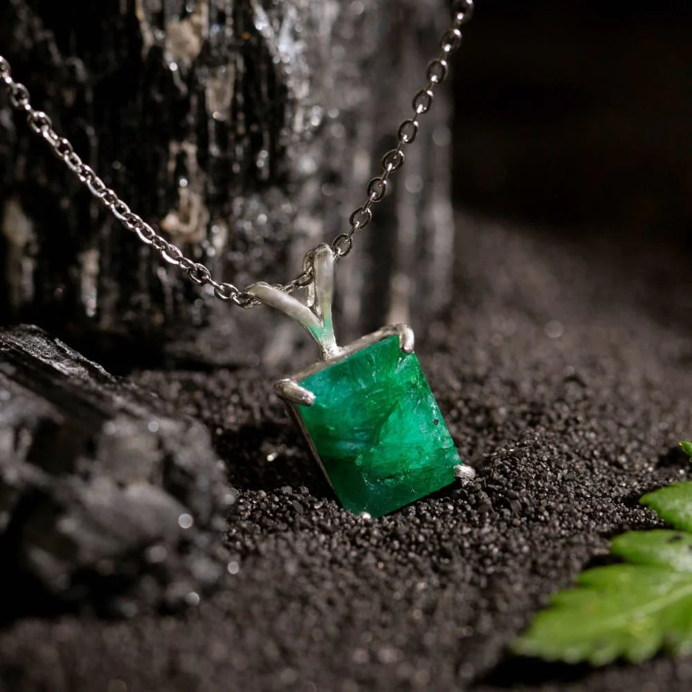 Emerald Cut Emerald Necklace - Image 8